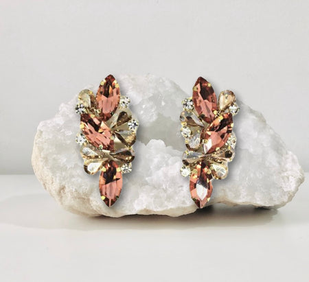 So You Pink - Pink Crystal Rhinestone Dangle Drop Earrings | Vintage Style Pink Stud Earrings | Bridal Jewelry - Amelie Owen
