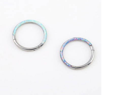 Galaxy Opal - Implant Grade Daith Clicker | Opal Septum Ring | Nose Ring - Amelie Owen