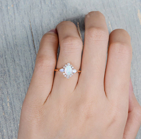 The Ring And I - Rose Gold Opal Ring | Rose Gold Moonstone Ring | 925 Sterling Silver Ring - Amelie Owen