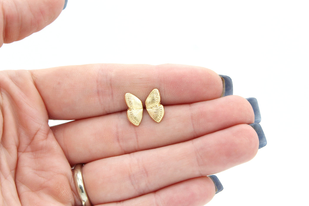 Butterfly Kisses - 14k Gold Plated Half Butterfly Earrings | Double Piercing Earrings | Tiny Minimalist Butterfly Studs - Amelie Owen
