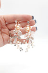 Balance of Flower - Pearl and CZ Dangle Drop Earrings | Floral Leaf Bridal Earrings | Rose Gold Wedding Jewelry - Amelie Owen
