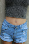 Belly Jean - Iridescent Heart Belly Button Ring | Rainbow Navel Piercing | Silver Body Jewelry - Amelie Owen
