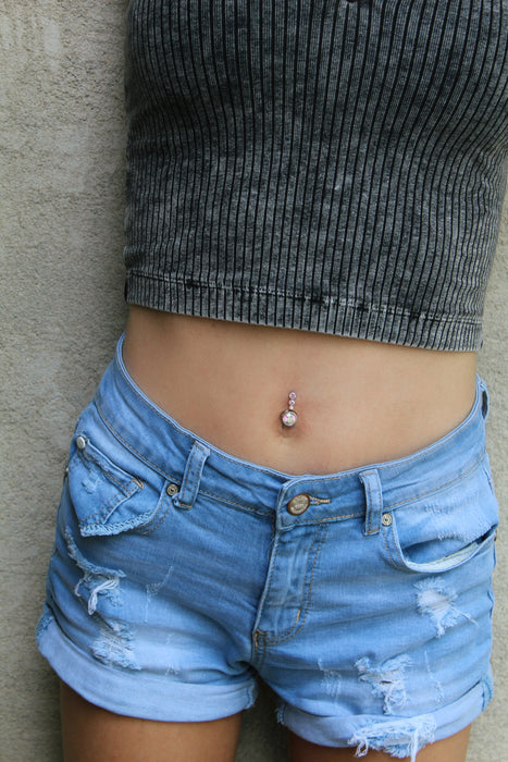 Belly Idol - 14G 10mm Belly Button Ring | Iridescent Navel Piercing | Silver Rainbow Body Jewelry - Amelie Owen