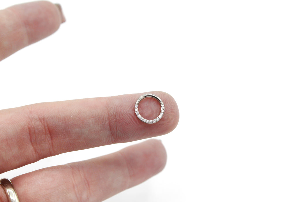 Daith Proof - 8mm Daith Clicker | 16G Crystal Septum Ring | Hinged Segment Ring