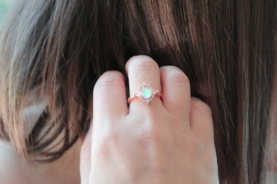 The Ring And I - Rose Gold Opal Ring | Rose Gold Moonstone Ring | 925 Sterling Silver Ring - Amelie Owen
