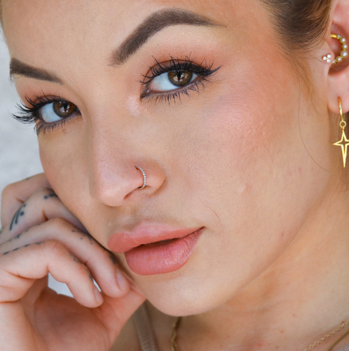 She Just Nose - 8mm Nose Ring | Micro Pave Nose Ring | Clicker Nose Piercing