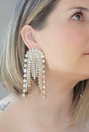 Jewel Arch - Long Crystal Rhinestone Dangle Drop Earrings | Bridal Dangle Earrings - Amelie Owen Collections