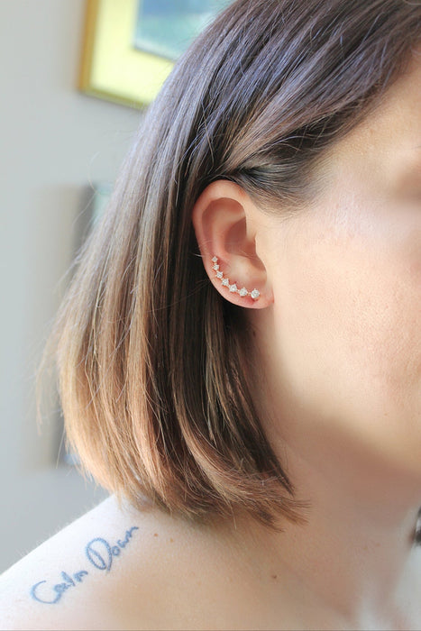 Jewel Climber - Rhinestone Crystal Ear Climber Earrings | Minimalist Ear Crawler - Amelie Owen Collections