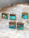 The Twilight Stone - Raw Turquoise Stud Earrings | Gold Dipped Natural Turquoise Stone Earrings - Amelie Owen Collections