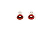 Flaming Lips- Pearl and Red Lip Ear Jacket | Lip Stud Earrings - Amelie Owen Collections