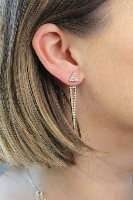Double Sided Triangles - Rhinestone Dangle Drop Earring Jackets | 2 Piece Earrings - Amelie Owen Collections