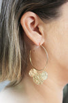 A Little Bird Gold Me - Gold Coin Medallion Dangle Earrings | Gold Hoops - Amelie Owen Collections