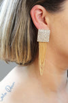 Chain Reaction - Long Rhinestone Dangle Earrings | Punk Chain Earrings - Amelie Owen Collections