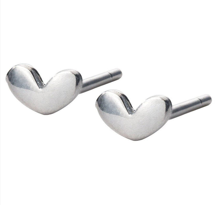 Work of Heart - Sterling Silver Heart Studs | White Gold Plated 925 Sterling Silver Earrings - Amelie Owen Collections