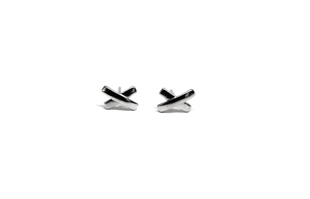 Criss Cross - Dainty Sterling Silver Cross Stud Earrings | Tiny Silver Studs - Amelie Owen Collections