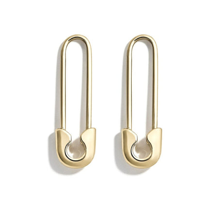 Safety First - Gold Safety Pin Earrings | Minimalist Gold Safety Pin Dangle Drop Earrings - Amelie Owen Collections