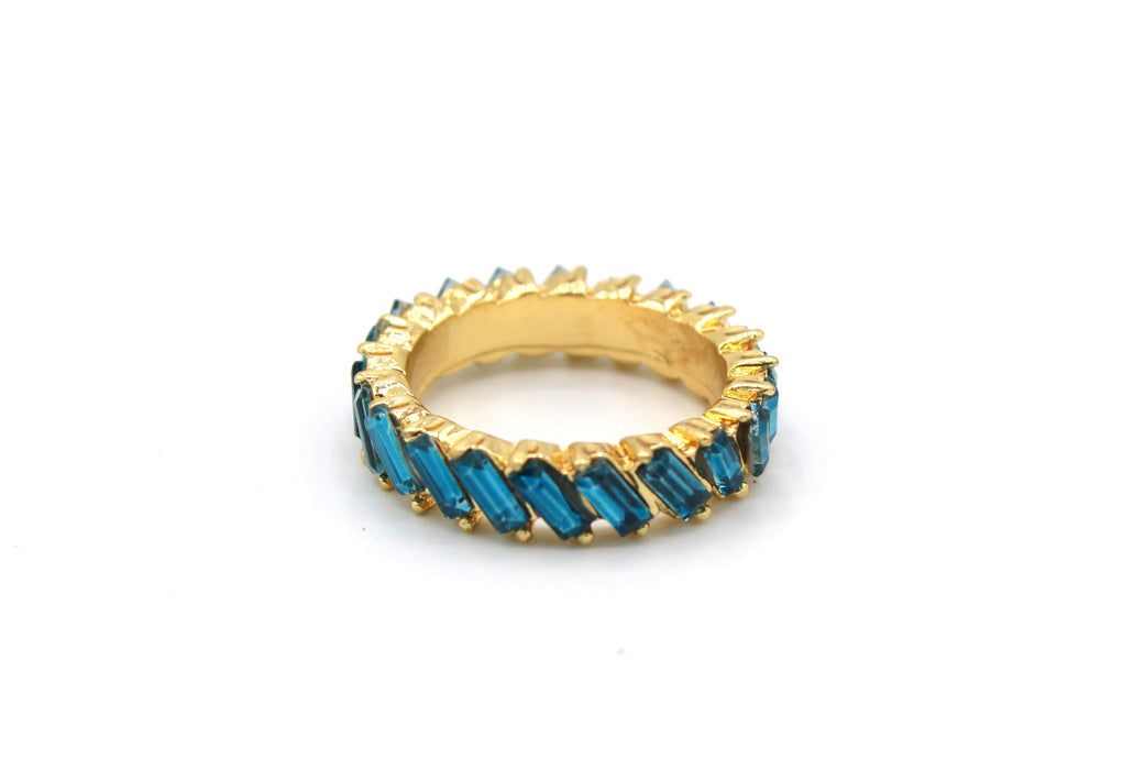 Stuck on Blue - Crystal Baguette Ring | Eternity Ring | Stackable Ring - Amelie Owen Collections