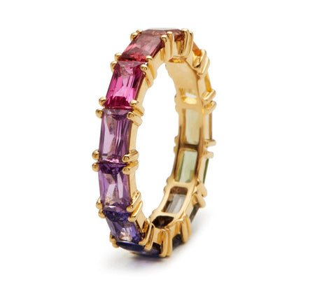Rainbow Romance - Rainbow Baguette Ring | Eternity Ring | Infinity Ring - Amelie Owen Collections