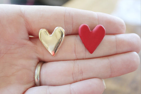 Be Still My Heart - Mismatched Heart Studs | Gold Stud Earrings - Amelie Owen Collections