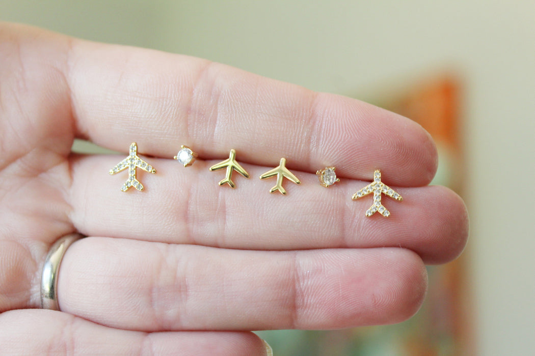 Fly High - Airplane Earring Set | Stud Earrings - Amelie Owen Collections