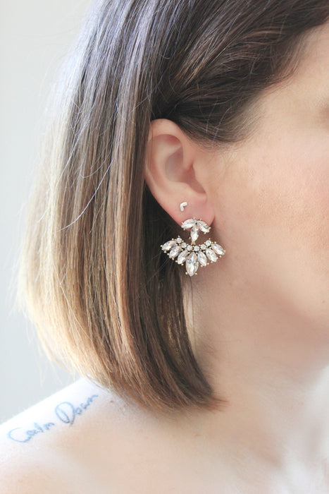 Shine On - Bridal Earrings | Front Back Earrings | Crystal Drop Earrings | Vintage Wedding Earrings - Amelie Owen Collections