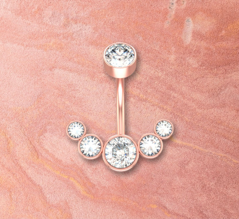 A Navel Idea - 14G 10mm Anchor Belly Button Ring | CZ Navel Piercing | Silver or Rose Gold Body Jewelry - Amelie Owen